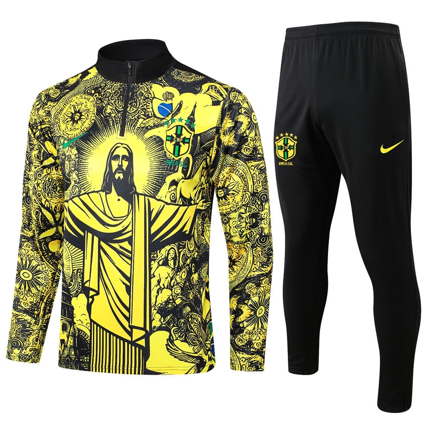 Survetement-Bresil-Training-2024-2025-Jaune-Motif