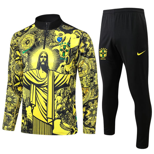 Survetement-Bresil-Training-2024-2025-Jaune-Motif