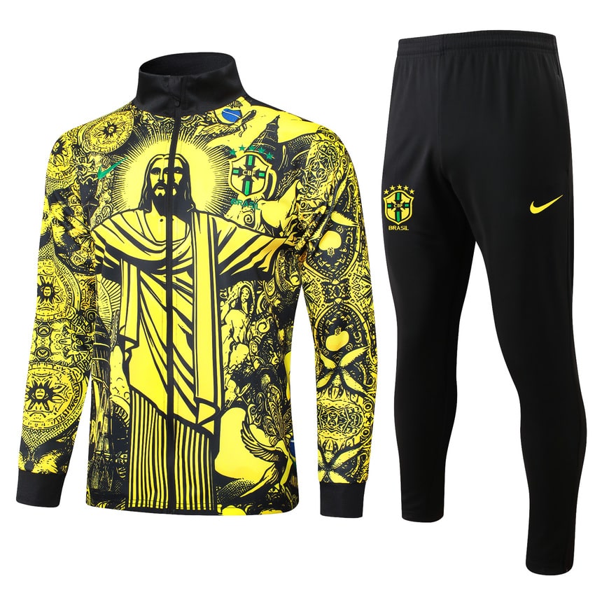 Survetement-Bresil-Veste-2024-2025-Jaune-Motif
