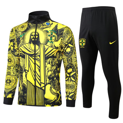 Survetement-Bresil-Veste-2024-2025-Jaune-Motif