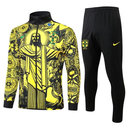 Survetement-Bresil-Veste-2024-2025-Jaune-Motif