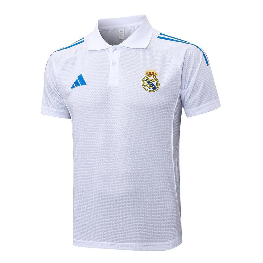 Polo del Real Madrid para hombre 2025-2026 Blanco Azul | Fútbol