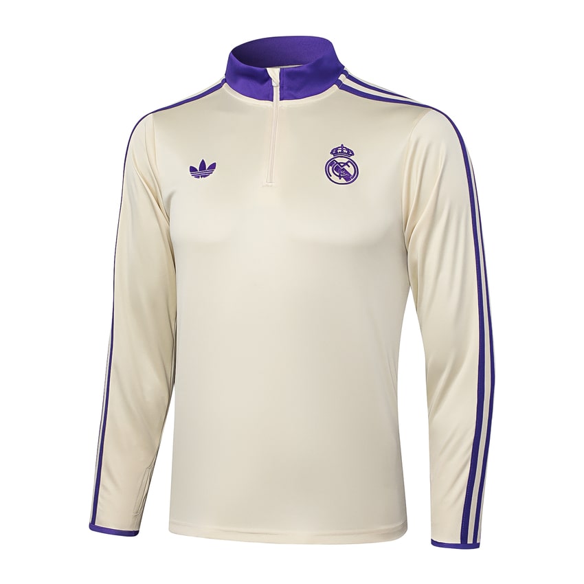 Chándal de entrenamiento del Real Madrid para hombre/niño 2025-2026, beige y morado | Fútbol