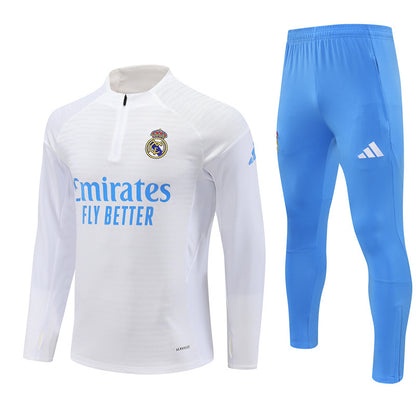 Survetement Real Madrid Training Homme/Enfant 2025 2026 Blanc Bleu Clair | Foot Sport