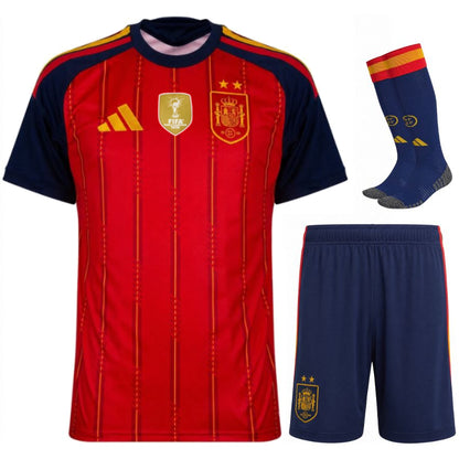 maillot-espagne-2-etoiles-kit-enfant-badge-champion-du-monde-2026-domicile-2026-2027