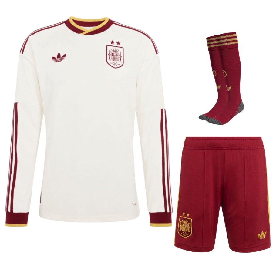 maillot-espagne-kit-enfant-manches-longues-exterieur-2-etoiles-2026-2027-blanc