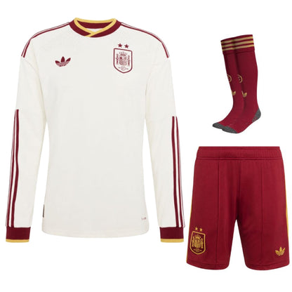 maillot-espagne-kit-enfant-manches-longues-exterieur-2-etoiles-2026-2027-blanc