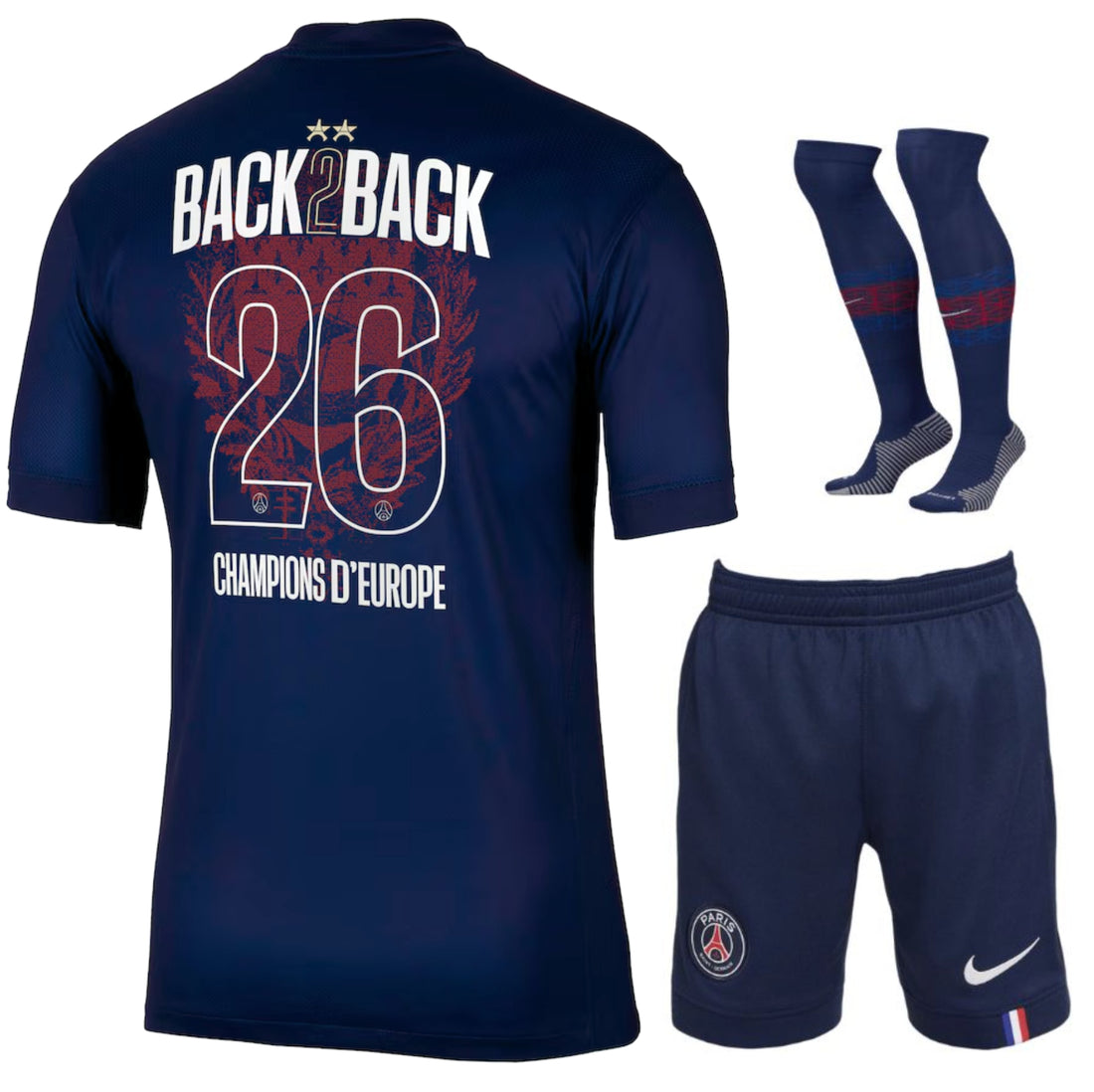 Maillot Kit Enfant 2 Etoiles PSG Back 2 Back Domicile 2025 2026 | Foot Sport